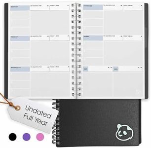 Panda Planner 2025-2026 Undated Weekly Planner – Spiral Bound 5.75" x 8.25" with 52 Weeks, Habit Tracker & Weekly To-Do Lists – Productivity Planner & Academic Organizer for Home, Office & School (Black)