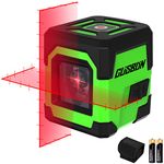 Laser Level with Markings,CUSBON Red Beam Cross Line Laser Vertical & Horizontal Self Levelling Laser Level with Manual/Self-Leveling Mode(Bag and Batteries Included)