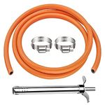 Handu Indian 2.5 Meter Gas Pipe with 2 Hose Clump with Lighter Super Suraksha Fine Quality ISO Certified LPG Hose Flexible Gas Pipe (Steel Wire Reinforced)