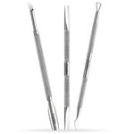 Cuticle Pusher 3 PCS Dual End Nail Pusher Remover Pusher Professional Stainless Steel Cuticle Remover Kit- Stainless Steel Manicure Tools for Nails-Professional Grade Stainless Steel Cuticle Remover