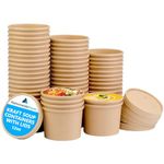 Nationwide Paper 12oz Soup Containers with lids 50 Pcs Microwave and Freezer Safe Kraft Soup Cups with Lids (340ml)