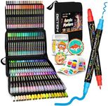 Betem Acrylic Paint Markers Pens, Dual Tip 120 Colors Premium Paint Pens Acrylic Markers for Wood, Fabric, Canvas, Stone, Rock Painting, Glass, Ceramic Surface, DIY Crafts Making Art Supplies with Bag