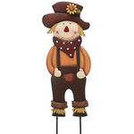 TERESA'S COLLECTIONS Fall Decor Harvest Scarecrow for Garden Decor, Metal Garden Stakes for Yard Decorations Outdoor, Autumn Decor for Thanksgiving Decorations, Brown Yard Signs for Outside, Patio 30"