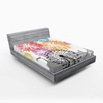 Ambesonne Ferris Wheel Fitted Sheet, Circus Tent Roller Coaster and City Silhouettes Fun with Colorful Fireworks, Soft Decorative Fabric Bedding All-Round Elastic Pocket, Full Size, Red Orange