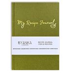 BYANIKA Recipe Book For Own Recipes | Create Your Own Cookbook Journal | Hardback Notebook | Blank Diary To Write In | Cooking Organiser Family Cook Books | Foodie Baking Kitchen Gifts (Olive Green)