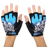 SHIVEXIM® Riding Printed Half Finger Gloves,Anti-Skid Silicone Gloves for Cycling Fitness Cycling Gloves (Blue)