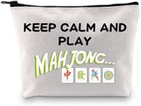 JXGZSO Funny Mahjong Bag Keep Calm And Play Mahjong Cosmetic Bag Mahjong Pouch Gift For Mahjong Fans, Keep Calm And Play Mahjong