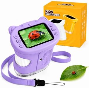 OAEBLLE Kids Microscope, 1000X Handheld Digital Pocket Microscope with 2.4" IPS Screen & 8 LEDs, Rechargeable STEM Educational Science Toy for Outdoor Exploration, Gift for Boys Girls Age 4-12, Violet