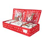 Christmas Wrapping Paper Storage Bag with Interior Pockets Holds, Wrap Organizer, Christmas Decoration Storage Box with Carry Handles, Card Slot, Dual Zippered Closure for Cards, Bows, Tags & Ribbons