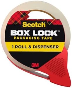 Scotch Box Lock Shipping Packaging Tape, Roll and Dispenser, 48 mm x 50 m, 3950-RD