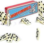 28 Pieces Super Retro Dominoes in Tin Gift Set, Black and White Gift In Travel Size (Tin Box)