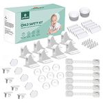 LATTCURE Baby Proofing, 36 Pcs Baby Safety Locks - 8 Magnetic Cupboard Locks+2 Keys, 8 Corner Protectors, 8 Child Safety Cupboard Straps, 10 Socket Covers Protectors/Guards