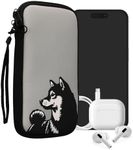 kwmobile Neoprene Sleeve for Smartphone Size XXL - 7" - Shock Absorbing Pouch Case - Protective Phone Bag - Shiba Inu Dog Black/White/Grey