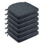 LOVTEX Chair Cushions for Dining Chairs 6 Pack - Memory Foam Chair Pads with Ties and Non-Slip Backing - Seat Cushion for Kitchen Chair 16"X16"X2", Navy