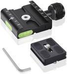 UTEBIT 50mm Arca Swiss Quick Release Plate Aluminum QR Clamp Adapter Set with 3/8"&1/4" Screw Hole and Built-in Bubble Level Compatible with Manfrotto DSLR Camera Tripod Ball Head Monopod