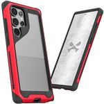 Ghostek Atomic Slim Galaxy S24 Ultra Case with Shockproof Military Grade Aluminum Bumper, Clear Back and Wireless Charging Compatible Phone Cover Designed for 2024 Samsung S24 Ultra (6.8") (Red)