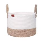 Aoohun Cotton Rope Laundry Basket, Woven Storage Baskets Collapsible Toy Hamper Storage Organiser Desert Small 40 x 28 cm