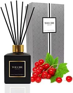 Touche Luxury Natural Reed Diffuser. Long Lasting Scented Home Fragrance. Natural Essential Oil Alcohol-Free. 4.75 OZ. Glass Bottle (Berries & Red Currant - Black Bottle)