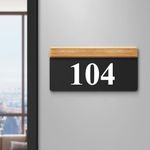 House Number Plate - 104 Hotel, Hospital, Lodge,Apartment,Door No,Laser cut acrylic fixed with white color water proofing PVC sticker|Easy installation type double sided tape fixed on backside