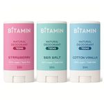 Bitamin Natural Underarm deodorant Roll On Cream | Kids & Teens Skincare for Girls & Boys with 3% Vit C & E | No Alcohol & Parabens | Ages 10-18 | SeaSalt, Strawberry, Cotton Vanilla 15 g (Pack of 3)