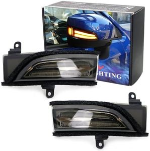iJDMTOY JDM Spec White/Amber Switchback Sequential Flash LED Side Mirror DRL Turn Signal Light Assembly Compatible With Subaru WRX STI Outback Legacy Impreza Forester Crosstrek XV, Smoked Lens