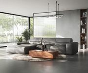 INLENDISH Coaster lshape Suede Dark Grey 4 Seater Sofa Set (RHS)