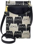 Danny K. Women's Tapestry Crossbody Cell Phone or Passport Purse, Handmade in USA (Meowser)