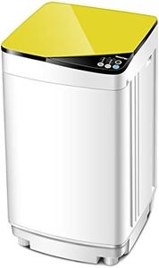 Giantex Full-Automatic Washing Machine Portable Washer and Spin Dryer 7.7lbs Capacity Compact Laundry Washer with Built-in Barrel Light Drain Pump and Long Hose for Apartments Camping (White & Yellow)