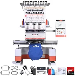 Poolin EOM 15 Needles Embroidery Machine,14.2"×9.5",Embroidery for Hats,Caps,Patches,Sweatshirts,Beginner-Friendly,9" Touch,1200 SPM,Auto Color Change & Trim,Wi-Fi/USB,Includes Digitizing Software