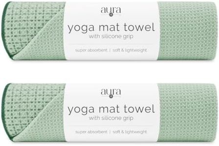 S&T INC. Aura Yoga Mat Towel with Non-Slip Grip, Enhanced Silicone Grip, Soft and Absorbent for Gym, Pilates, and Hot Yoga Mat, 2 Pack, 24 inches x 72 inches, 340GSM, Sage Green