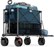 TIMBER RIDGE 400L Large Capacity Folding Double Decker Wagon, 54" Extra Long Extender Wagon Cart, 450lbs Heavy Duty Collapsible Wagon, All-Terrain Big Wheels for Camping, Sports, Shopping (Blue)