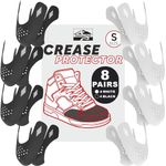 KP 8 Pairs Shoe Crease Protector | Crease Protectors for Dunk Low, Air Force 1, Jordan 1 + More | 4 White + 4 Black Pairs Crease Guards | Comfortable Sneaker Crease Protector | for Sizes 2.5-5 | Small