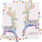 4pcs Iridescent Standing Deer Elk Balloons | Updated 3D Metallic Gloss Reindeer Balloons | 32inch Sparkle Christmas Decorations |Holographic Balloons for Forzon Party (32" Bright ELK X 4 PCS)