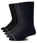 Nautica Men's Moisture Wicking Dress Socks with Stay Up Cuff (5 Pack), Navy Assortment, 4.5-12.5 UK