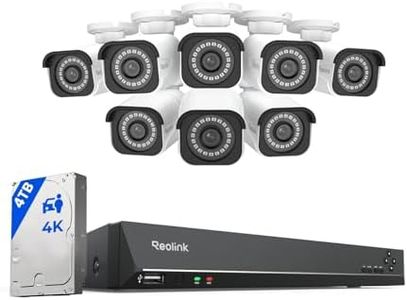 REOLINK 4K Security Camera System, RLK16-800B8 8pcs H.265 PoE Wired with Person Vehicle Detection, 8MP/4K 16CH NVR with 4TB HDD for 24-7 Recording