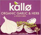 Kallo Organic Garlic & Herb Stock Cubes, Gluten Free, Vegan & Coeliac Friendly, No Artificial Colours, Flavours or Preservatives, Premium Veg Stock for Broth, Soup, Sauce & Gravy, 90 Pack – 15 x 66g