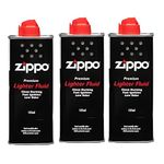 Zippo Premium Lighter Fluid, 125ml, Pack of 3, Clean Burning, Fast Ignition, Low Odour