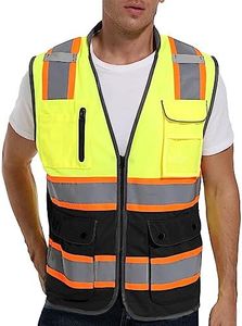 ArcRidge Reflective Safety Vest for Men and Women - High Visibility Construction Vest - Dual Tone Reflective Strips, Yellow-black