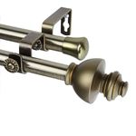 Rod Desyne Dynasty Double Window Curtain Rod Set, 28 to 48-Inch, Antique Brass