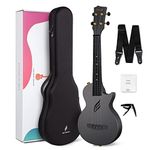 Enya Concert Ukulele Nova U 23 Carbon Fiber Travel Ukulele with Beginner Kit includes online lessons, case, strap, capo and strings (Black)