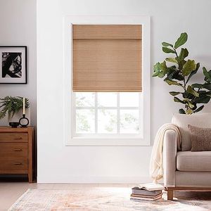 Eclipse Bamboo Roman Shades for Windows (27" x 72"), Semi-Privacy Light-Filtering Cordless Blinds for Bedroom, Living Room, or Office, Safe for Kids & Pets, Easy Mounting Interior Blinds, Natural