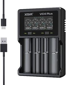 Universal Smart 4 Bay Battery Charger XTAR VC4 Plus Type C LCD 18650 Battery Charger for 3.7V 3.6V Li-ion Rechargeable Battery 10440 14500 18650 21700 26650 and Ni-MH Ni-CD AA AAA