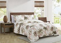 Tommy Bahama 219348 Bonny Cove Reversible 100% Cotton-Quilt Set, King, Tropical White