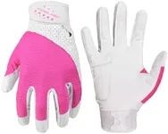 HANDLANDY Baseball Batting Gloves for Adult Youth, Grip Breathable Softball Batting Gloves Fit Men Kids Boys Girls (Pink-Kids, Kids Large)