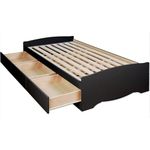 Prepac BBT-4100-2K Twin Mate’s Platform Storage Bed with 3 Drawers, Black