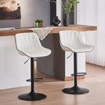 YOUNIKE Bar Stools Set of 2 for Kitchen Island, Swivel Tall Bar Stools, Adjustable Barstools with Back, Faux Leather Padded Bar Stools, Modern Counter Height Bar Chairs with 300LBS Support, White