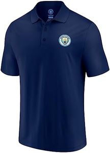 Icon Sports Officially Licensed International Teams Woven Patch Polo Shirts, Manchester City, Medium