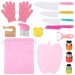 15pcs Montessori Kitchen Tools, Kids Chef Knife Set with Vegetable Cutting Board, Gloves, Fruit Peeler, Crinkle Cutter Serrated Edges Children Cooking Set Real Cooking Supplies for Toddlers