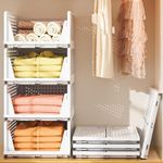 RUBOXA 2 Pieces Stackable & Collapsible Closet/Wardrobe Organizer for Storage | Multipurpose Clothes Organizer Shelf - Ideal for Kids/Baby Dresses, Shirts/T-Shirts, Pants & Books | White