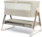 Mamas & Papas Lua Bedside Crib, Removable Bassinet, Drop-down Sides, includes Mattress, 0-6 Months, Beige